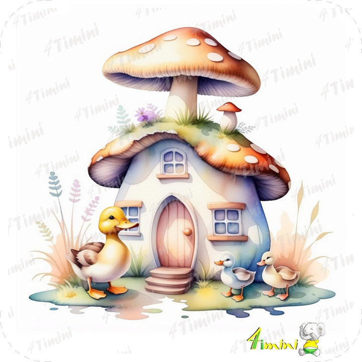 Ensemble de 5 débarbouillettes velours au choix - Maisons champignon