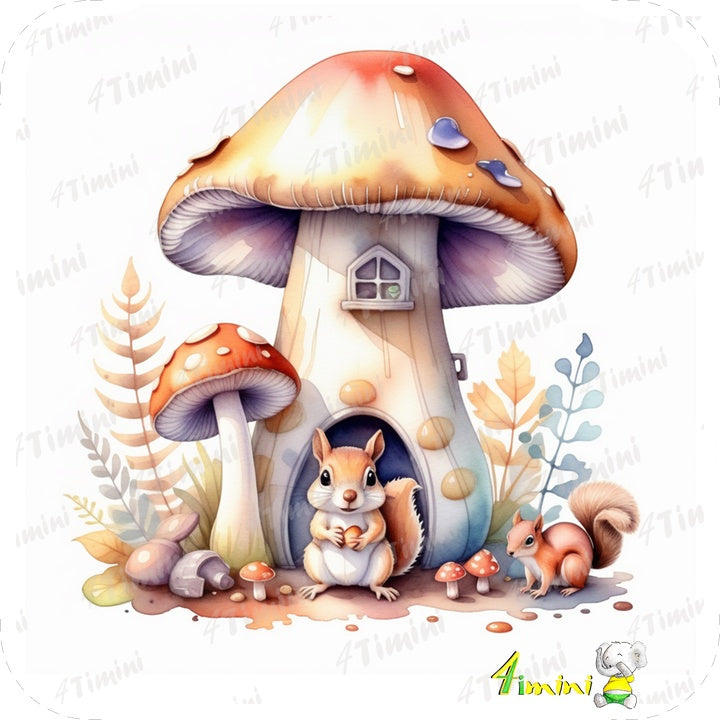 Ensemble de 5 débarbouillettes velours au choix - Maisons champignon