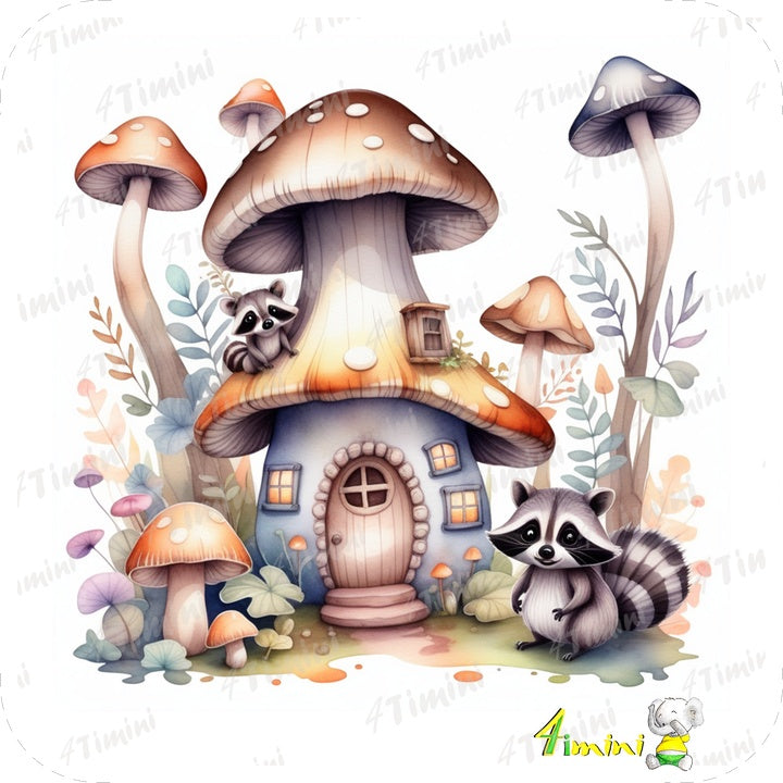 Ensemble de 5 débarbouillettes velours au choix - Maisons champignon