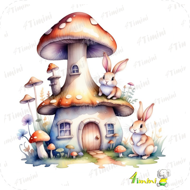 Ensemble de 5 débarbouillettes velours au choix - Maisons champignon