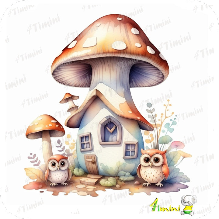 Ensemble de 5 débarbouillettes velours au choix - Maisons champignon