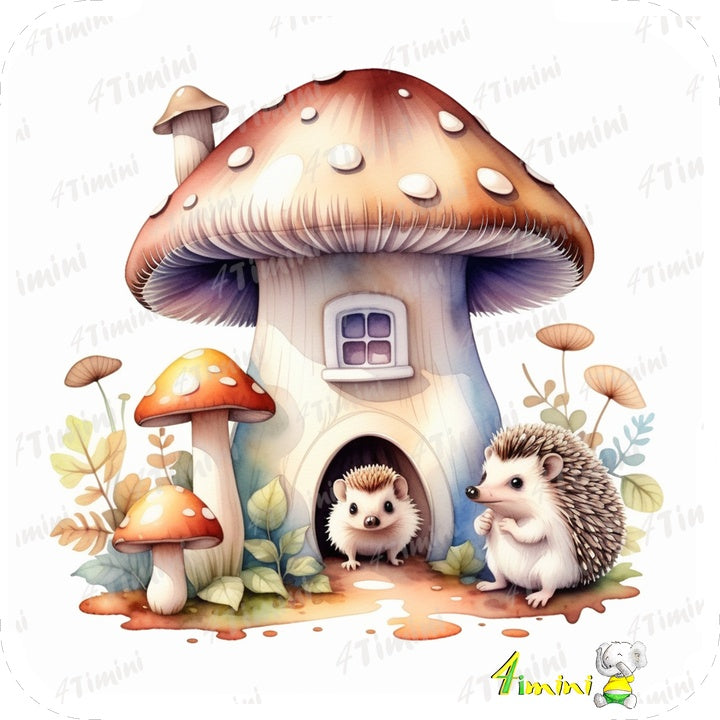 Ensemble de 5 débarbouillettes velours au choix - Maisons champignon