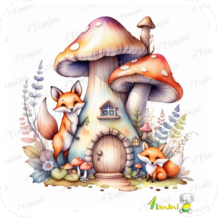 Ensemble de 5 débarbouillettes velours au choix - Maisons champignon