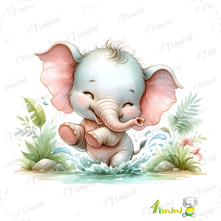 Ensemble de 5 débarbouillettes velours - Petit éléphant