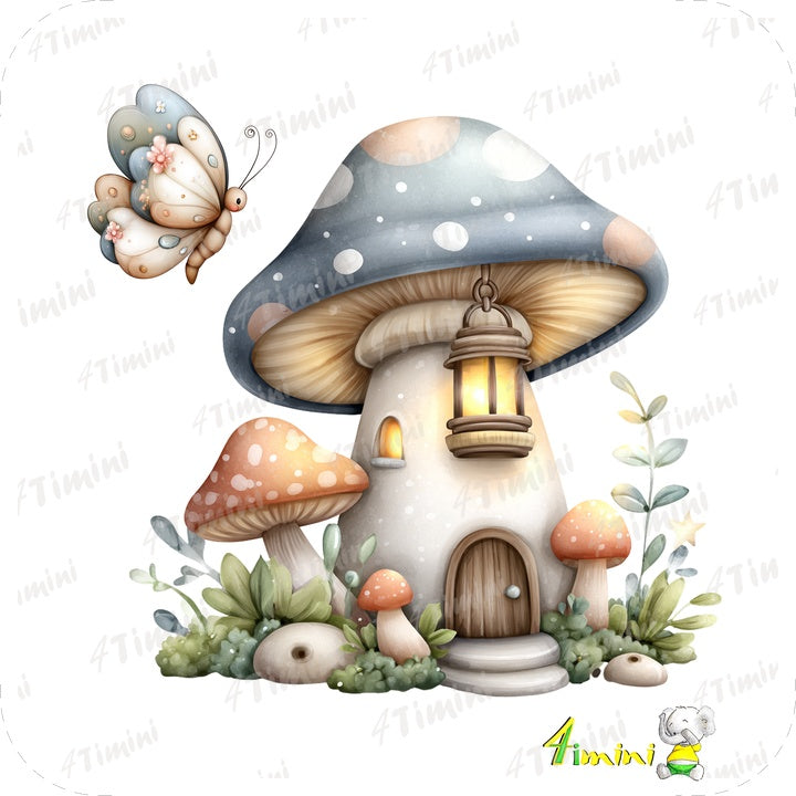 Ensemble de 5 débarbouillettes velours - Forêt de champignons enchantés