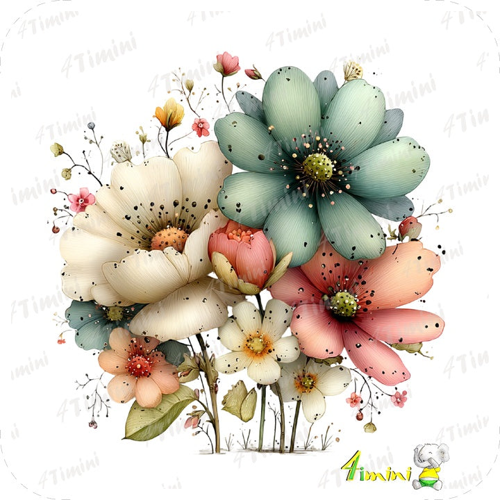 Ensemble de 5 débarbouillettes velours - Doux bouquet