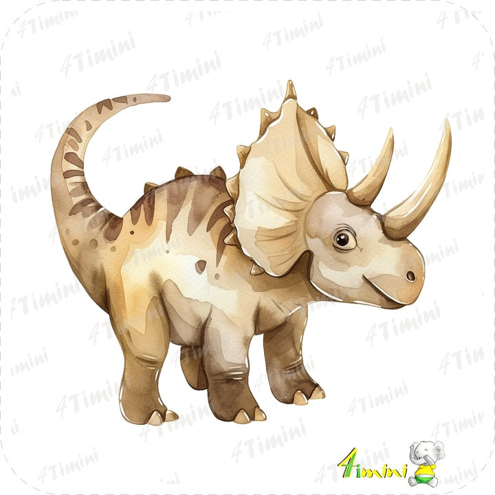 Dinosaures Aquarelles - Ensemble de 5 débarbouillettes velours