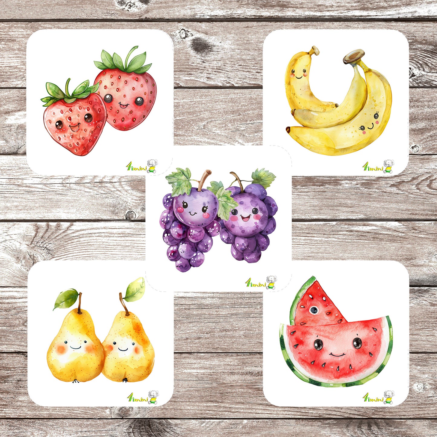 Ensemble de 5 débarbouillettes velours - Fruité
