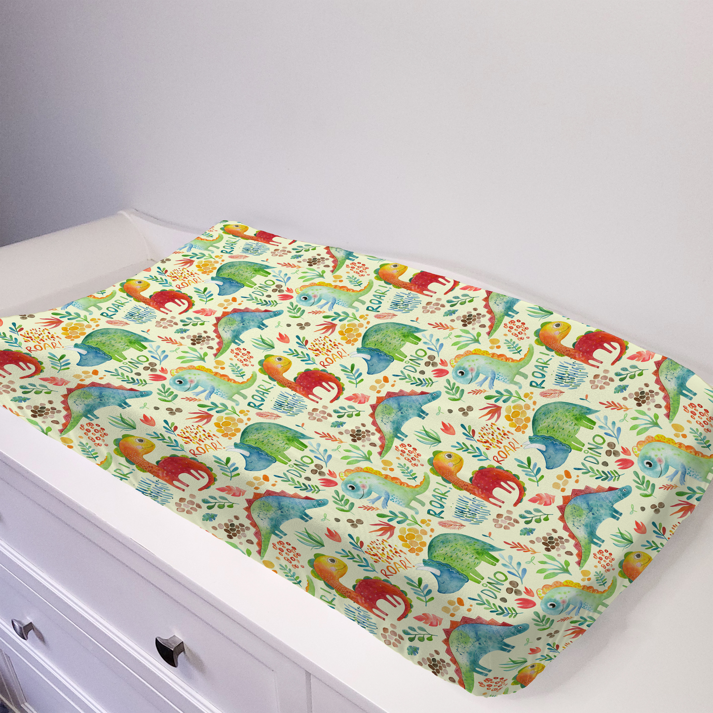 Housse de matelas à langer - Dinosaure aquarelle