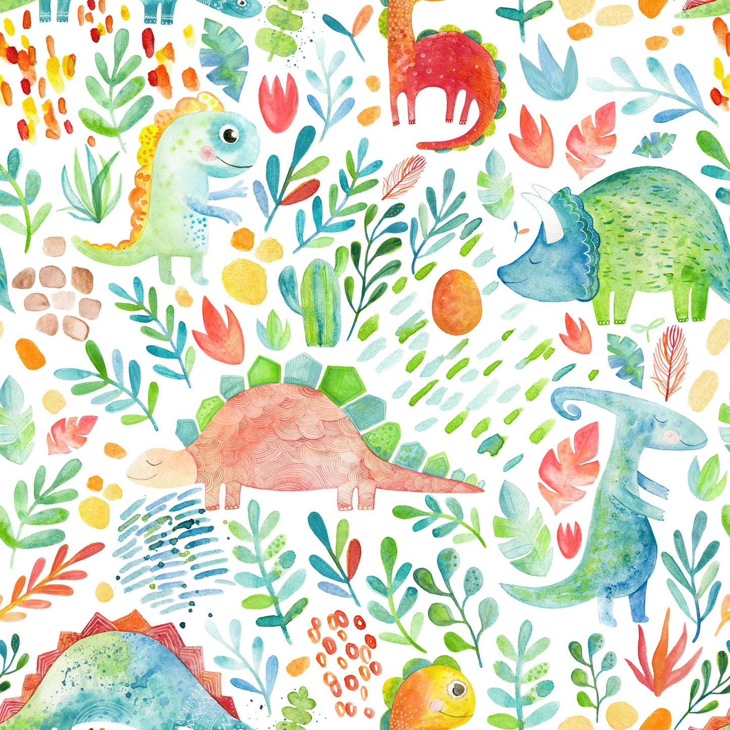 Doudou en minky -Dinosaure aquarelle corail