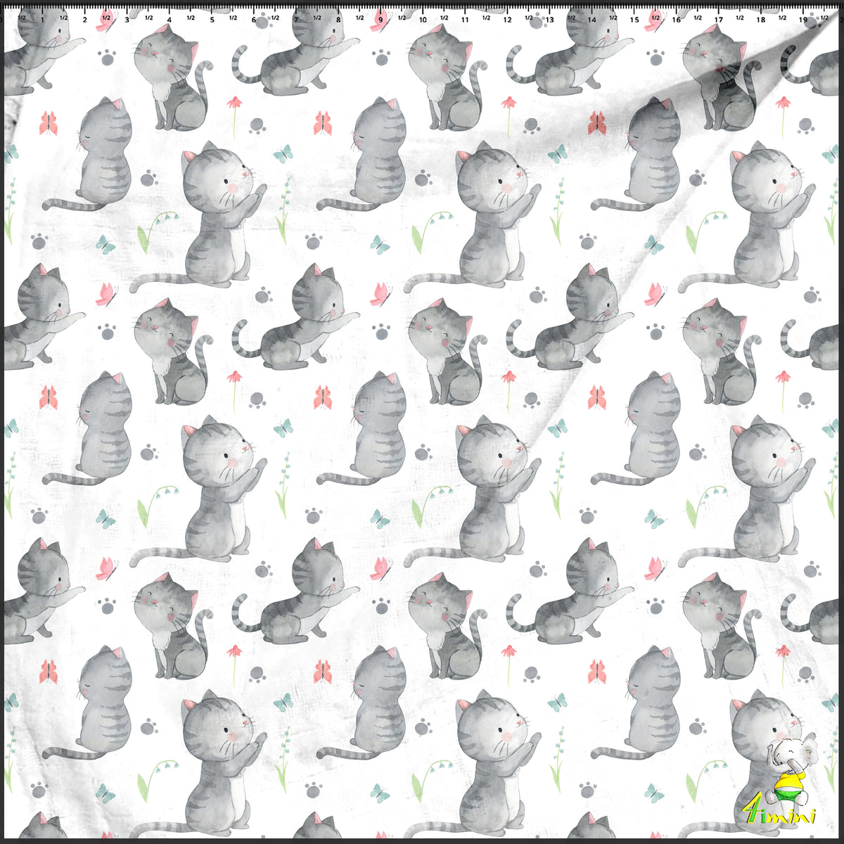 motif Grisou, chat, chaton, minou, gris, papillon par 4Timini.