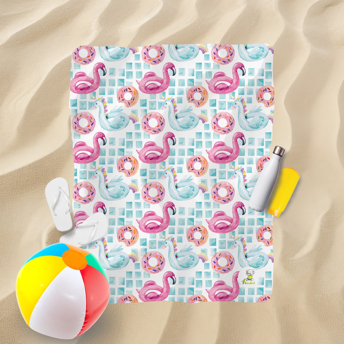 Serviette de plage - Les flotteurs flamant-licorne