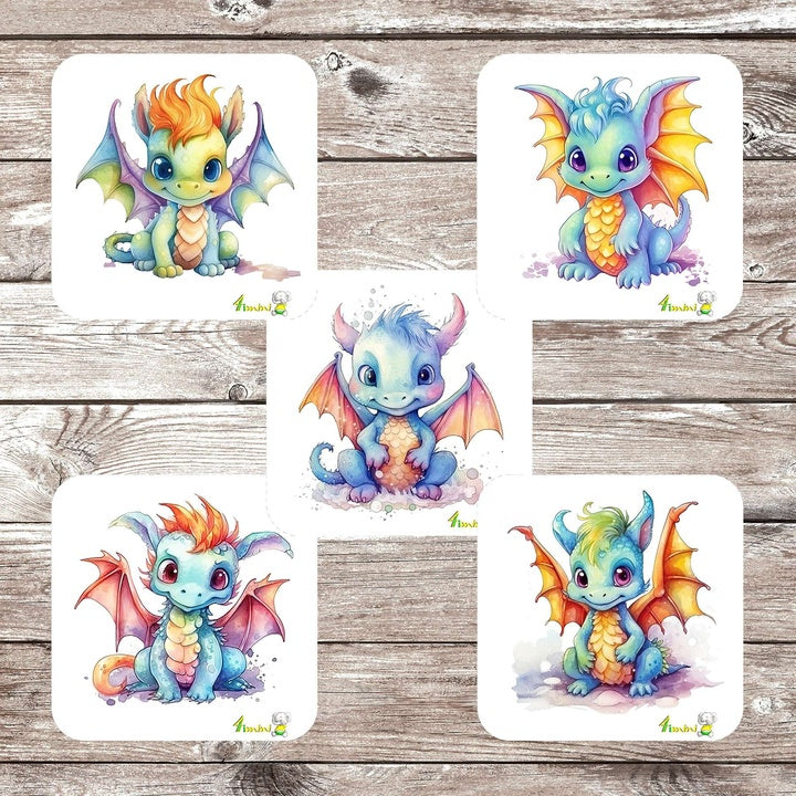 Ensemble de 5 débarbouillettes velours - Petit dragons