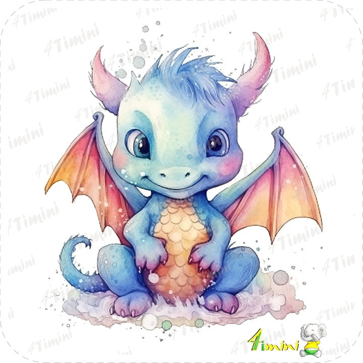 Ensemble de 5 débarbouillettes velours - Petit dragons