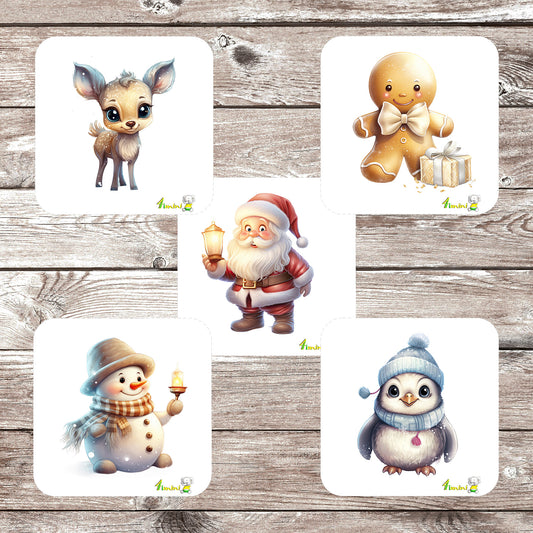 Ensemble de 5 débarbouillettes velours - Le temps des fêtes