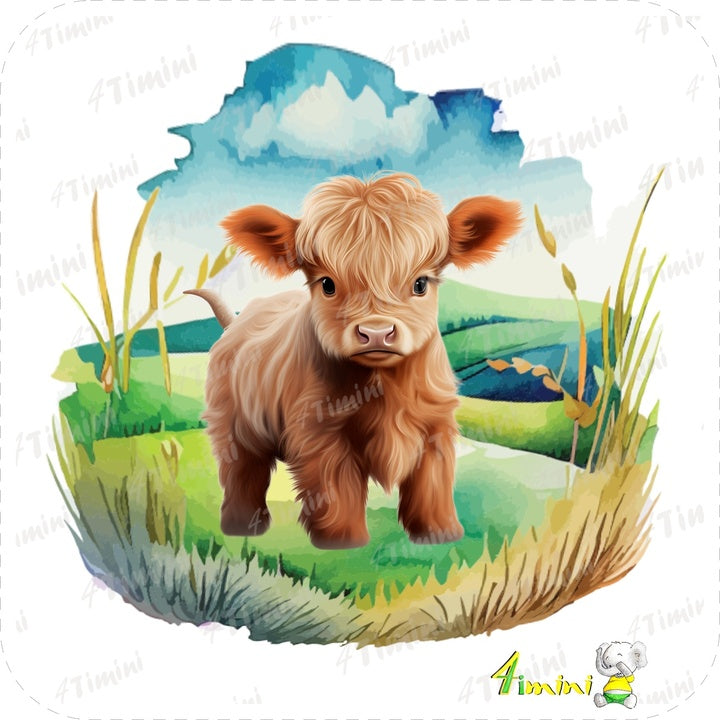 Ensemble de 5 débarbouillettes velours - Bébé vaches highland