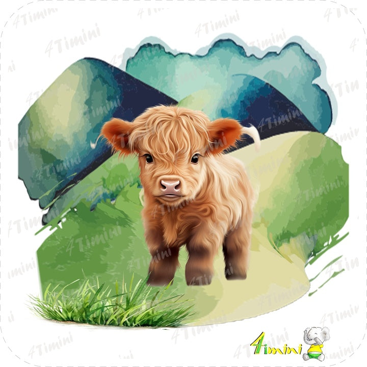 Ensemble de 5 débarbouillettes velours - Bébé vaches highland