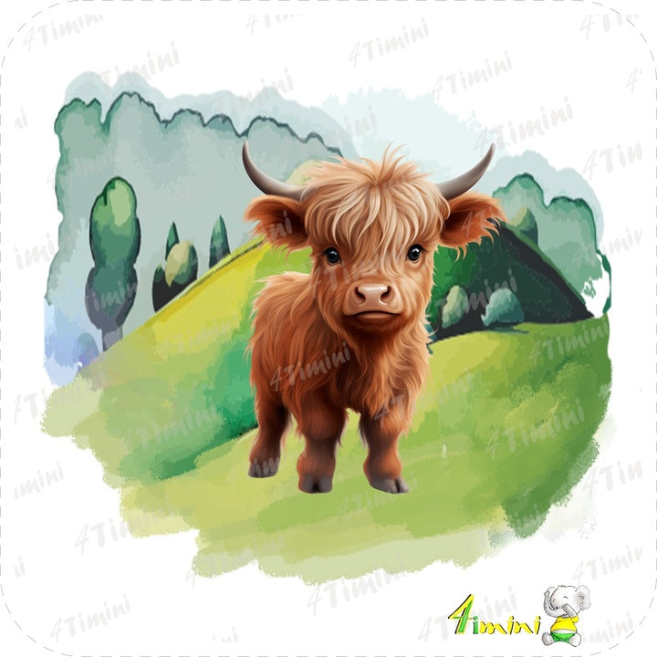 Ensemble de 5 débarbouillettes velours - Bébé vaches highland
