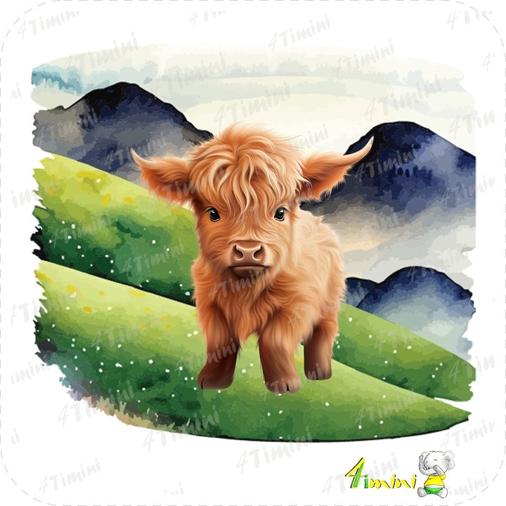 Ensemble de 5 débarbouillettes velours - Bébé vaches highland