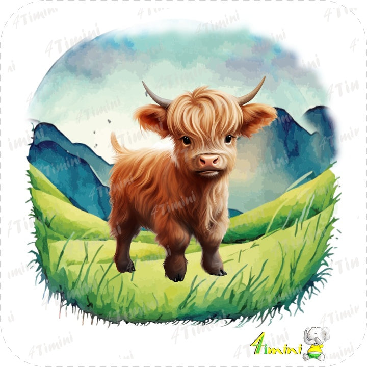 Ensemble de 5 débarbouillettes velours - Bébé vaches highland