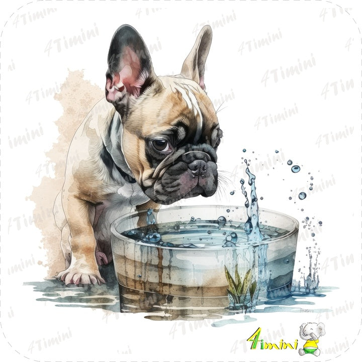 Ensemble de 5 débarbouillettes velours - Bulldog français