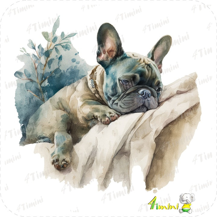 Ensemble de 5 débarbouillettes velours - Bulldog français