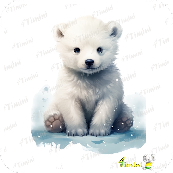 Ensemble de 5 débarbouillettes velours - Bébé animaux de l'arctique