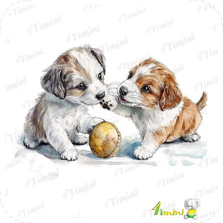 Ensemble de 5 débarbouillettes velours - Adorable chiots