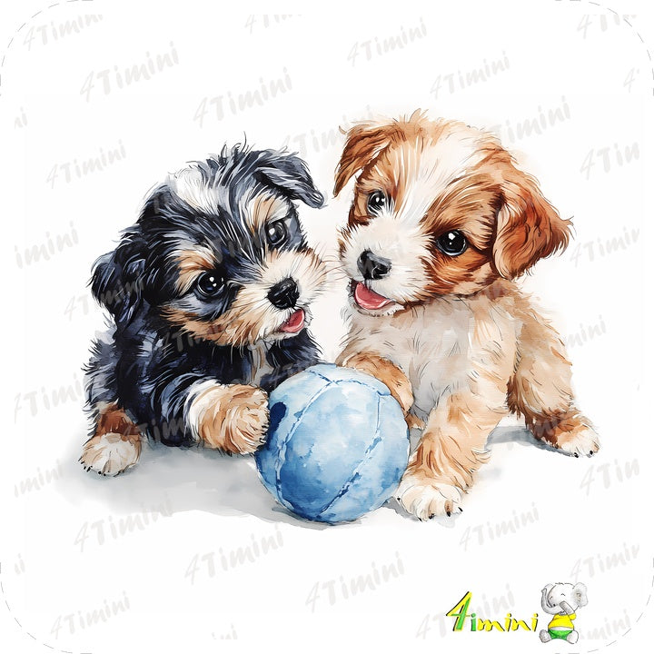Ensemble de 5 débarbouillettes velours - Adorable chiots