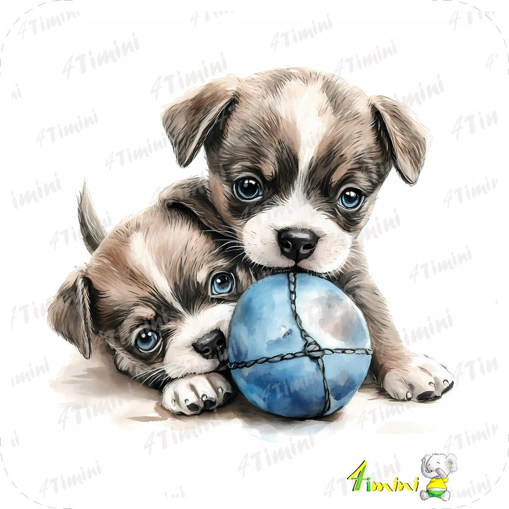 Ensemble de 5 débarbouillettes velours - Adorable chiots