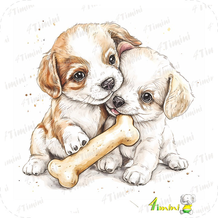 Ensemble de 5 débarbouillettes velours - Adorable chiots