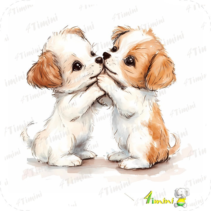 Ensemble de 5 débarbouillettes velours - Adorable chiots