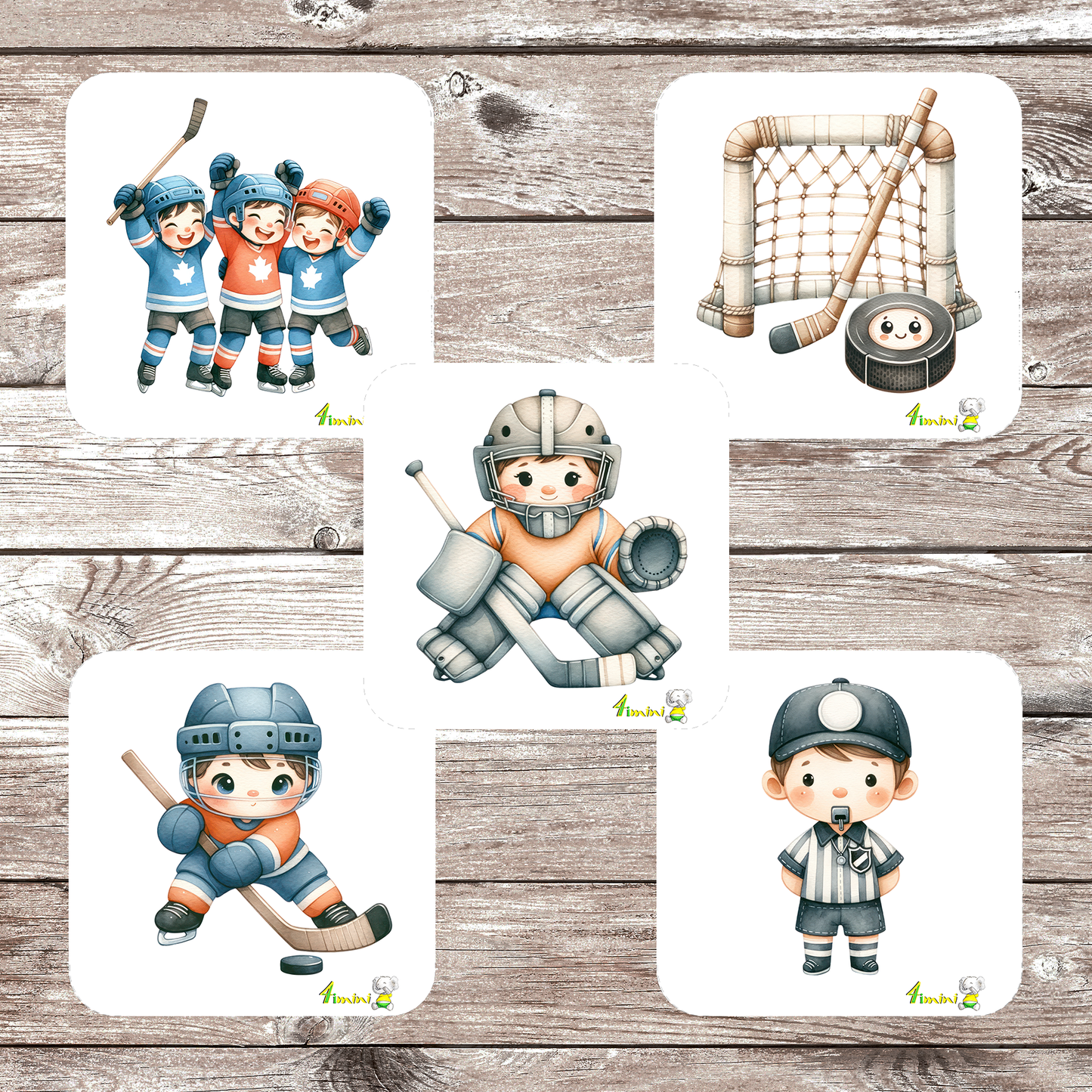 Joueur de hockey - Ensemble de 5 débarbouillettes velours