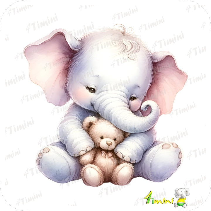 Ensemble de 5 débarbouillettes velours - Petit éléphant