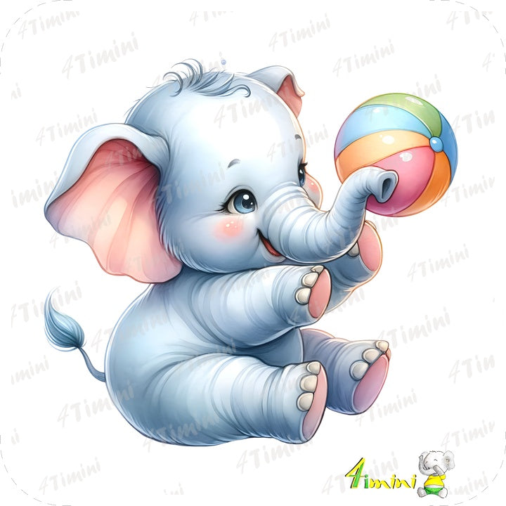 Ensemble de 5 débarbouillettes velours - Petit éléphant