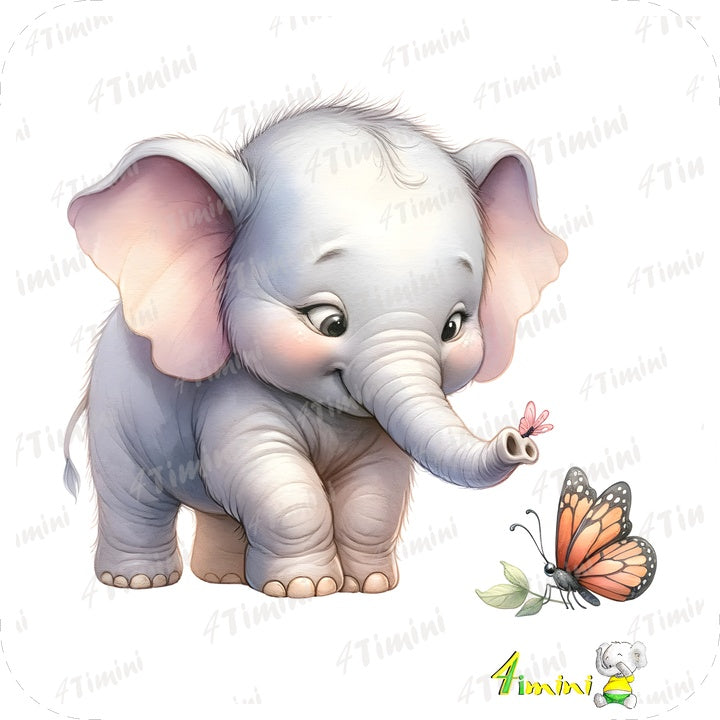 Ensemble de 5 débarbouillettes velours - Petit éléphant
