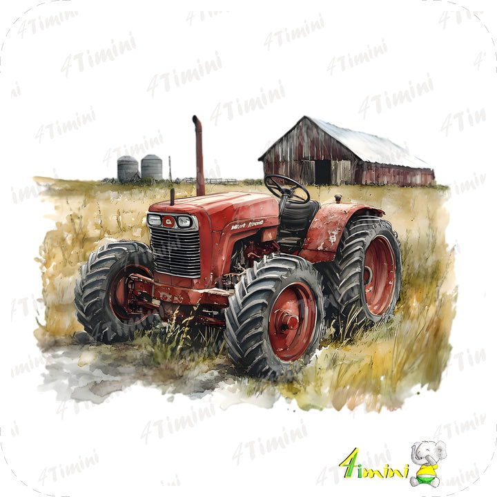 Ensemble de 5 débarbouillettes velours - Tracteurs sur la ferme