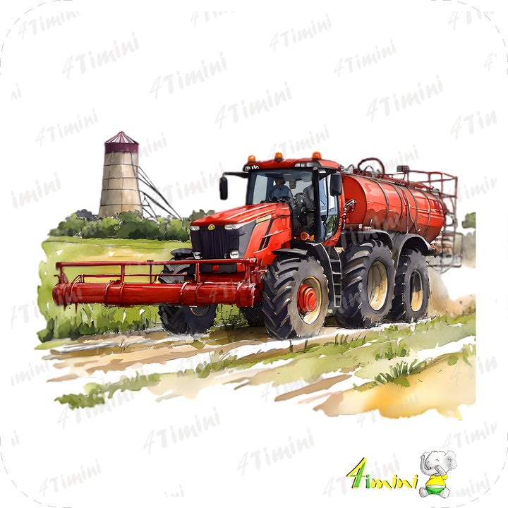 Ensemble de 5 débarbouillettes velours - Tracteurs sur la ferme