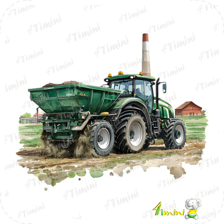 Ensemble de 5 débarbouillettes velours - Tracteurs sur la ferme
