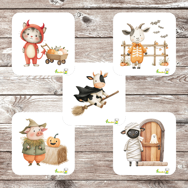 Ensemble de 5 débarbouillettes velours - Halloween à la ferme