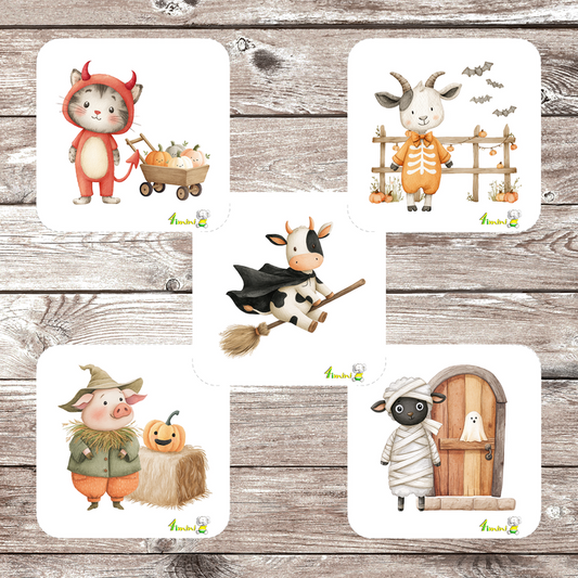 Ensemble de 5 débarbouillettes velours - Halloween à la ferme