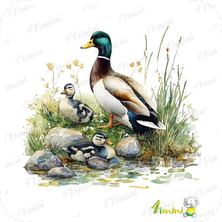 Ensemble de 5 débarbouillettes velours - Les mallards