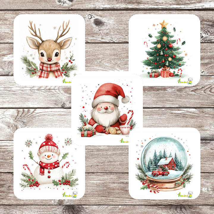 Ensemble de 5 débarbouillettes velours - Charme de Noël