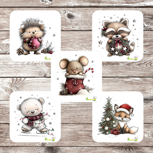 Ensemble de 5 débarbouillettes velours -  Amis de la Forêt en Fête