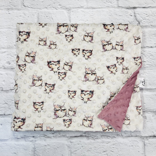 Chouettes spécial double minky à pois - Petite doudou