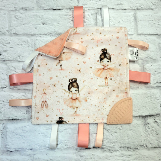 Petite ballerine - Doudou étiquettes avec coin de dentition