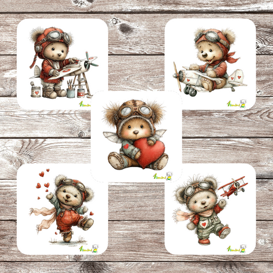 Ensemble de 5 débarbouillettes velours - Voleur de coeurs