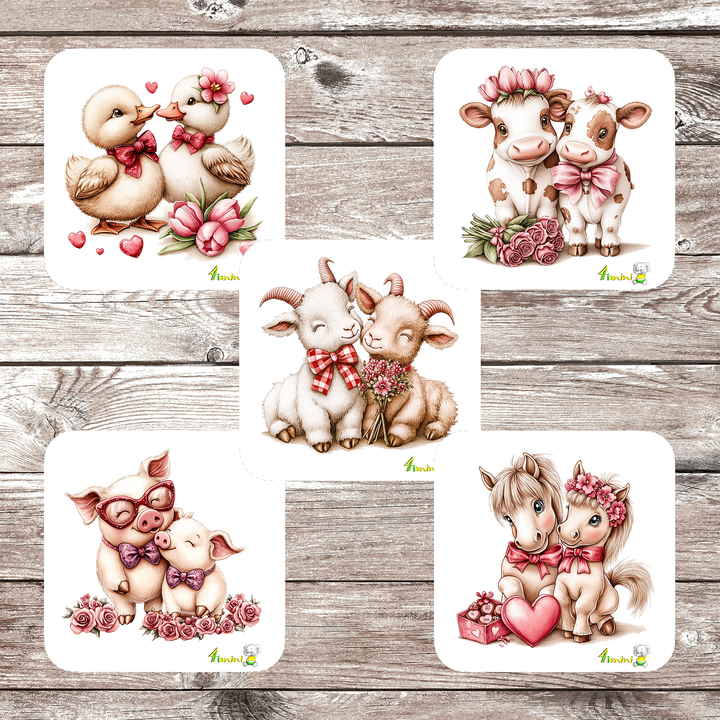 Ensemble de 5 débarbouillettes velours - Amoureux de la ferme