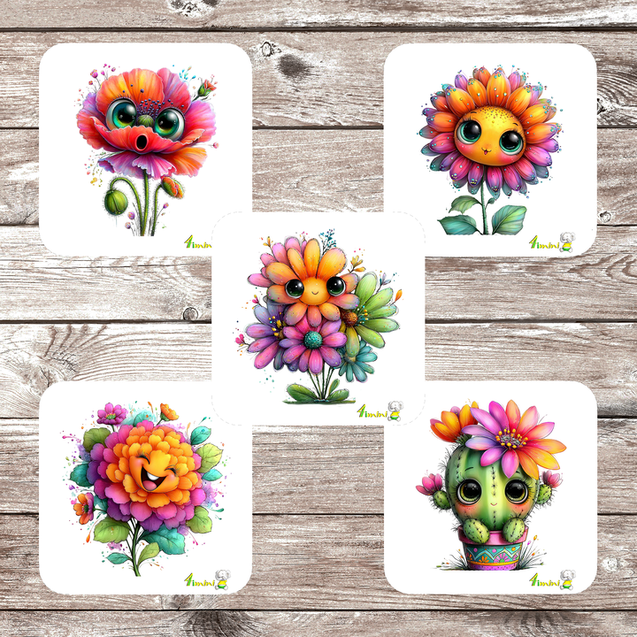 Ensemble de 5 débarbouillettes velours - Petite fleur