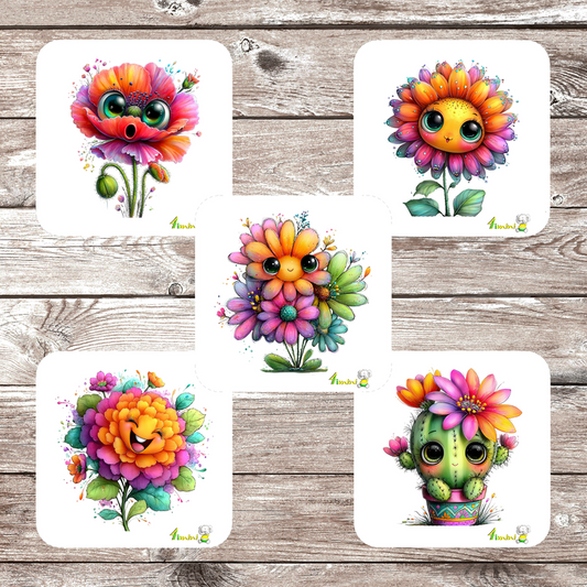 Ensemble de 5 débarbouillettes velours - Petite fleur